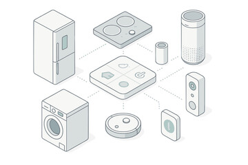 Smart home appliances and IoT devices connected to a central control system