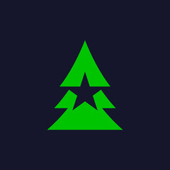 Fototapeta premium unique logo design illustration of pine tree, icon, symbol, abstract, minimalist, natural, idea, concept, template, leaf, landscape, outdoor, simple, home, corporate, company
