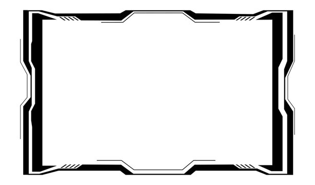 High-tech streamer overlay featuring a bold geometric frame for an interactive digital interface. - Powered by Adobe