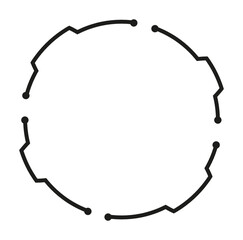 Modern minimalist cyber circle with interconnected nodes, ideal for digital design and tech-related projects.