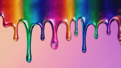Naklejka premium Rainbow Drips - Vibrant Colors Flowing Downward in a Mesmerizing Display.