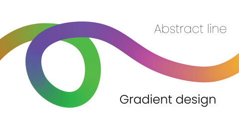 Abstract Gradient Line Design with Colorful Loop on White Background – Modern Minimal Art for Branding and Presentation