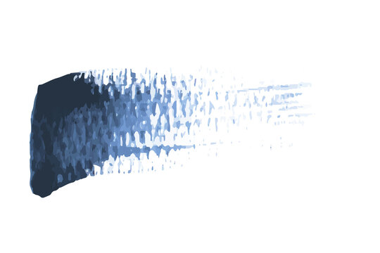 A textured smear of dark blue paint, applied with a brush, fading across a white background.