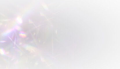 Crystal prism light overlays scatter rainbow streaks with soft glowing highlights. Lens glares enhance dreamy, magical compositions. Perfect for digital art and banners. PNG