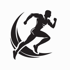 Running Athlete Silhouette Marathon Logo Vector Illustration on white background
