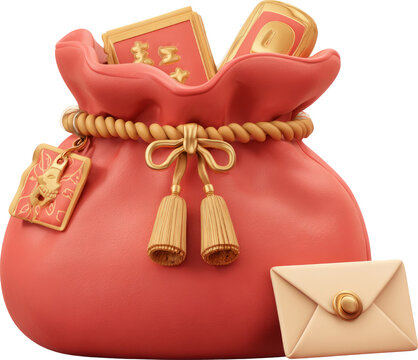 Lucky pouch red gold tassel envelope charm festive wealth prosperity celebration