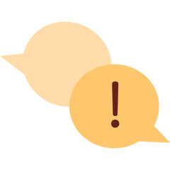 Two speech bubbles one with exclamation mark symbolizing communication alert notification or important message on transparent background