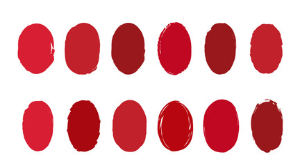 Set of China Red Stamp Graphic Shape Sealed Seal Decoration.
Oval Chinese Style Classical Red Seal Border Material Flat vector.
White background.