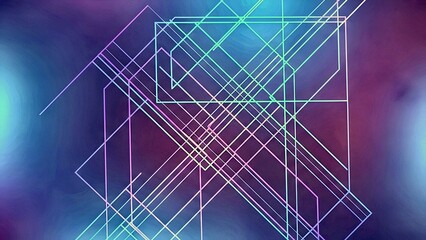 Intersecting Geometric Lines on a Gradient Purple and Blue Backg