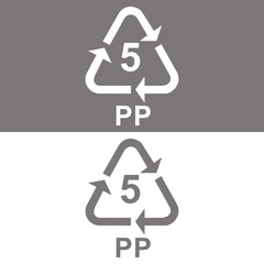 Polypropylene plastic recycling symbol number 5 indicating material composition vector