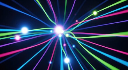 Visualize data streaming with vibrant light trails, perfect for tech startups and futuristic concepts, creating a dynamic and innovative atmosphere