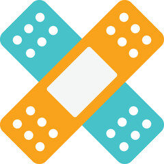 Crisscross Adhesive Bandage Icon in Orange and Teal Vector