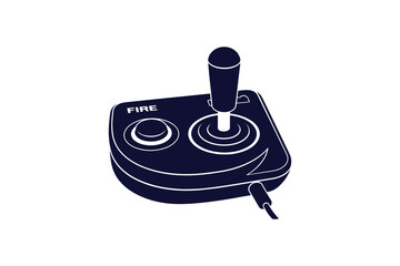 Classic handheld joystick controller silhouette on white background