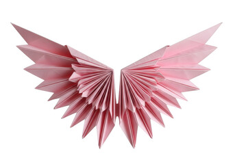 Obraz premium Intricate pink paper folded wings object against transparent background