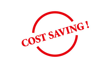 COST SAVING ! - Red Rubber Stamp With text message COST SAVING !
