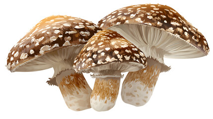 Amanita Mushrooms, isolated on a transparent background, isolated on transparent background