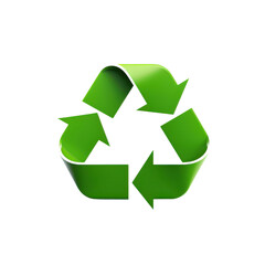 Obraz premium 3D green recycling symbol on black background arrows cycle, Isolated On White Background, Png Transparent