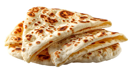 Stack of Naan Bread, isolated on transparent background