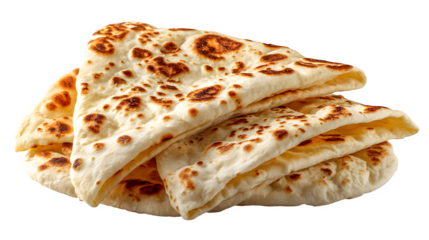 Stack of Naan Bread, isolated on transparent background