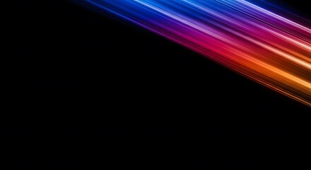 Fototapeta premium Abstract neon light trails on dark background dynamic moving lines in bright blue, magenta, pink, and orange symbolizing speed ​​and technology
