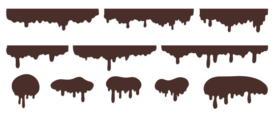 Melt drips chocolate waves. Cocoa liquid motion. Liquid Chocolate Illustration, food, beverage, splash. Vector illustration.