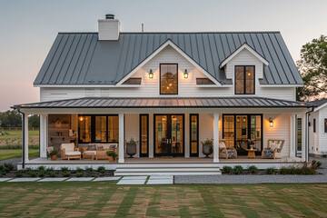 Luxury Modern Farmhouse Design Featuring Minimalist Outdoor Living Space