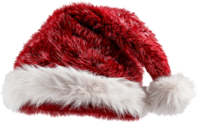 Christmas hat red fur white trim festive winter cheer Santa hat with fluffy brim