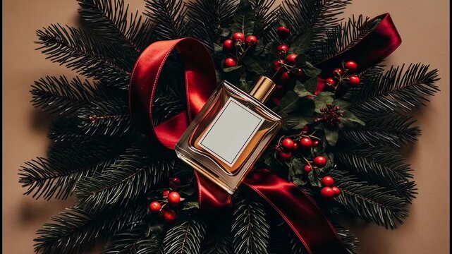 Perfume con ambientaci&oacute;n navide&ntilde;a elegante