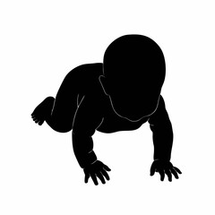 vector silhouette of a baby with a white background