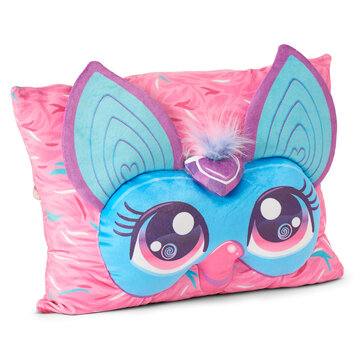 Pink Furby Pillow with Blue Face and Purple Ears plush