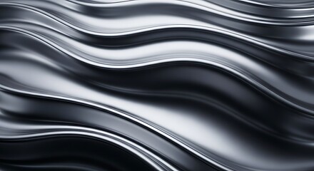 Metallic Wave Texture – Abstract Reflective Ridges with Fluid Motion on Dark Surface