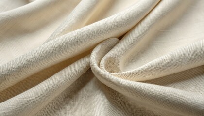 Soft Beige Fabric Texture, Draped Textile with Gentle Folds and Light Weave