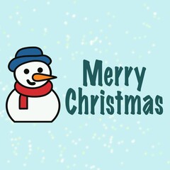 christmas card with snowman cute