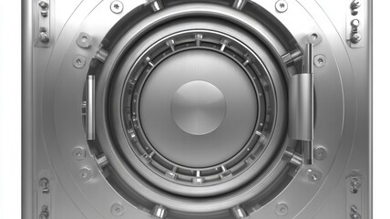 Massive vault door detail in industrial setting. AI image