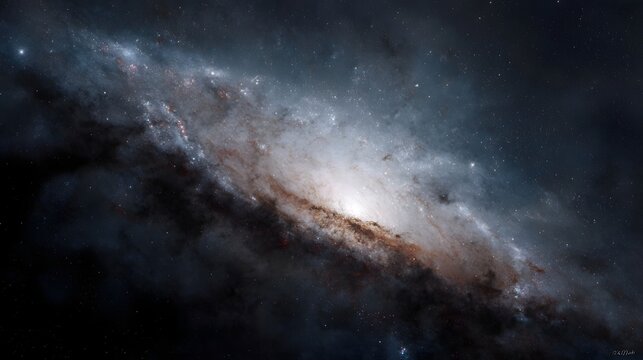 A vibrant spiral galaxy with a bright glowing nucleus and intricate star formations against a dark expansive cosmic background