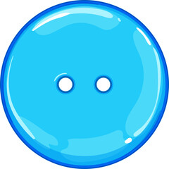 A Large Bright Cyan Blue Round Sewing Button With Two White Holes Centered Isolated on a Transparent Background