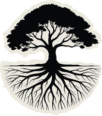 Silhouette Tree of Life with Visible Roots 