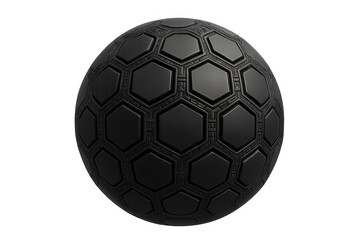 Fototapeta premium Black futuristic sphere with geometric hexagonal pattern, abstract 3d render texture, transparent background