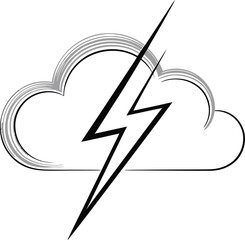 Stylized Cloud and Lightning Bolt Icon 