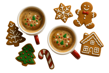 Coffee with gingerbread cookies. Christmas. Winter holidays. Cozy mood.