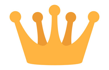 A bright golden crown with a simple design featuring five points topped with orbs This clean and playful style resembles a popular emoji