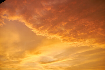 Beautiful warm golden sky at sunset.