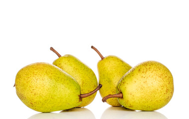 Sweet pear on white background, macro.