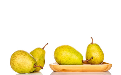 Sweet pear on white background, macro.