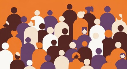 A diverse group of people in various colors and sizes, representing community and unity