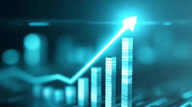 Ascending Growth Chart: A captivating abstract depicts an upward-trending chart with a vibrant arrow, symbolizing the relentless pursuit of growth and success.