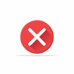 Obraz premium Red X mark icon in a flat design style with a long shadow representing cancellation or an error message