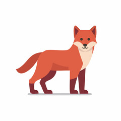 Cute Red Fox Animal Character Standing in a Simple Flat Design Vector Illustration