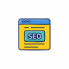 Fototapeta premium Colorful SEO icon representing search engine optimization on a digital interface