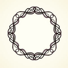 Old cute romantic book ribbon bow swirly tag swoosh element isolated on white paper card backdrop. Freehand black ink pen outline drawn curly corner sketchy in artistic rustic curlicue scrawl style